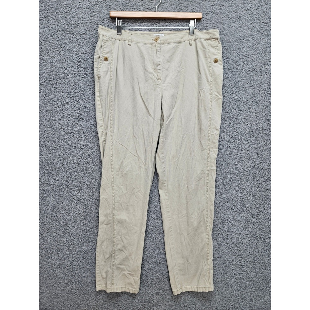 J. Jill Pants 18 Khaki Beige Straight Leg Cotton Blend Casual Classic Workwear
